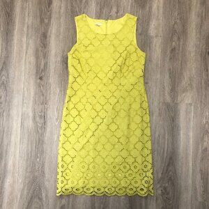 Talbots Size 6 Petite Eyelet Lace Dress Pale Lime Dress Scalloped Hem Tank Dress